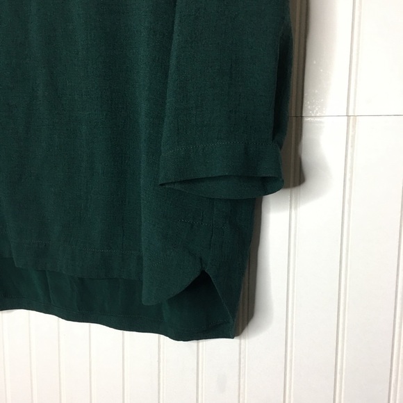 Cefinn Half Button Layered Forest Green Blouse - Picture 3 of 8